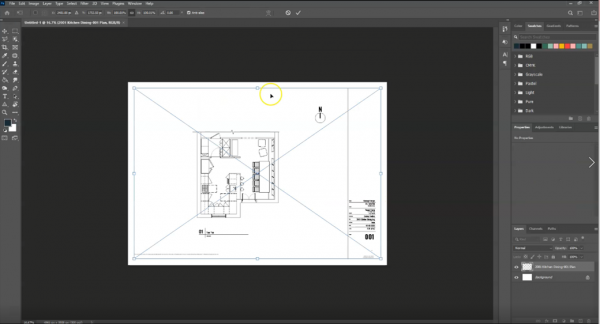 screenshot of placing a floor plan drawing in photoshop