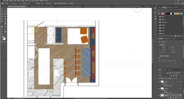 screenshot of all materials in floor plan drawing in Photoshop