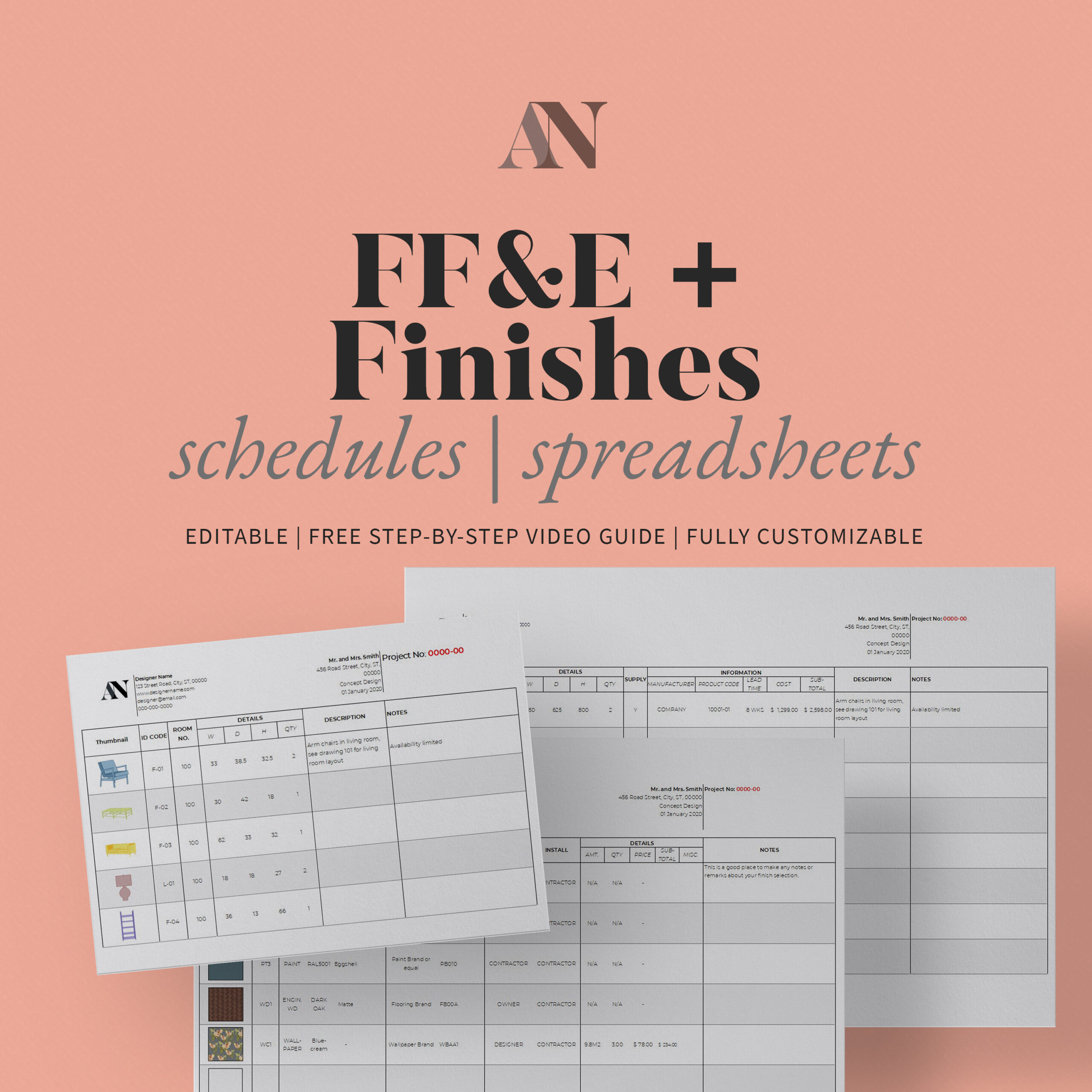 FF&E and Finishes Schedules | Spreadsheets Template