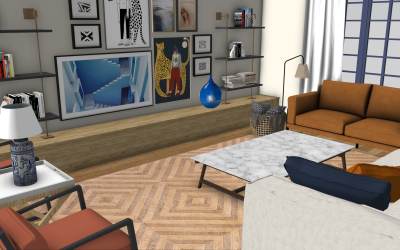 Visuals workflow example: a modern living space rendered for a client presentation
